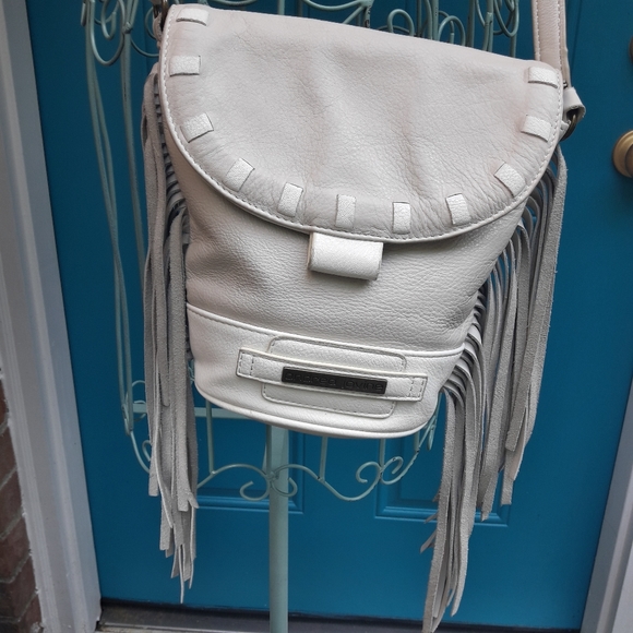 Genuine Leather Fringe Purse Bucket Bag Real Leather Boho Crossbody Handbag VTG - Picture 3 of 13